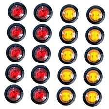3/4 inch LED Trailer Marker Lights, 10PCS Red 10PCS Amber LED Amber Red