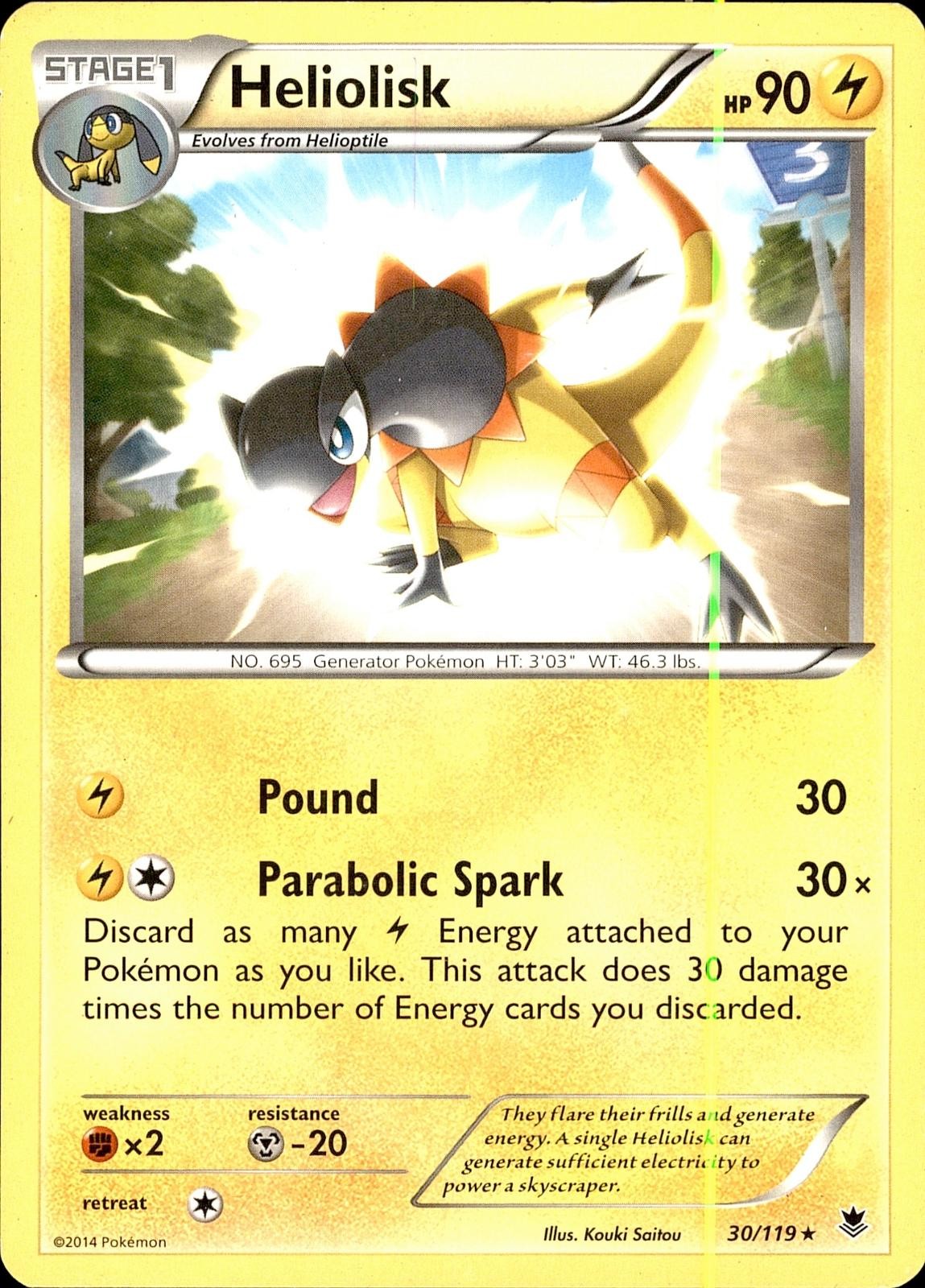POKEMON HELIOLISK 30/119 PHANTOM FORCES HOLO RARE HP