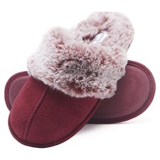 Womens House Slipper Comfy Faux Fur Memory Foam Slip Anti Skid SHIPS FREE