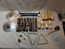 Classroom Rhythm Percussion Instrument Lot Guiros Triangles Recorders Wood