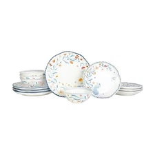 Fitz and Floyd Gracie Floral 12 Piece Dinnerware Set, Service for 4