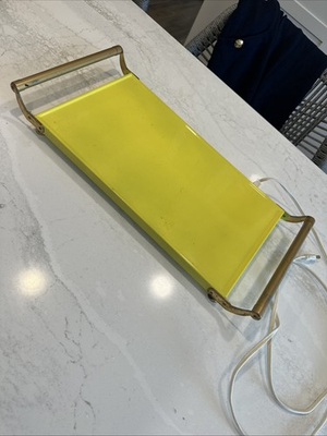 #ad Vintage MCM Electric Warming Tray Made In USA Yellow Farmhouse 17 X 9.5” Works $18.00
