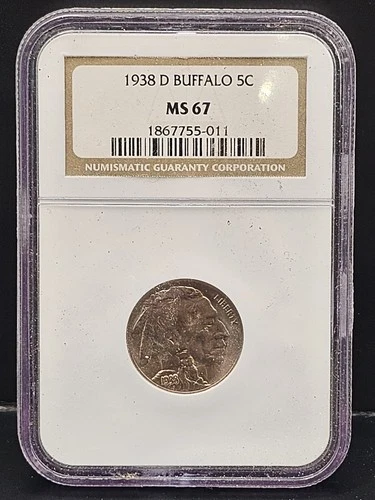 1938 D Buffalo Nickel NGC MS 67 – Gem BU – Certified