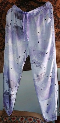 NWOT Victoria s Secret Size M Birds Cloud Satin Pajama Jogger Pants
