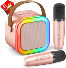 Mini Karaoke Machine for Kids Adults, Portable Bluetooth Speaker with 2 Wireless