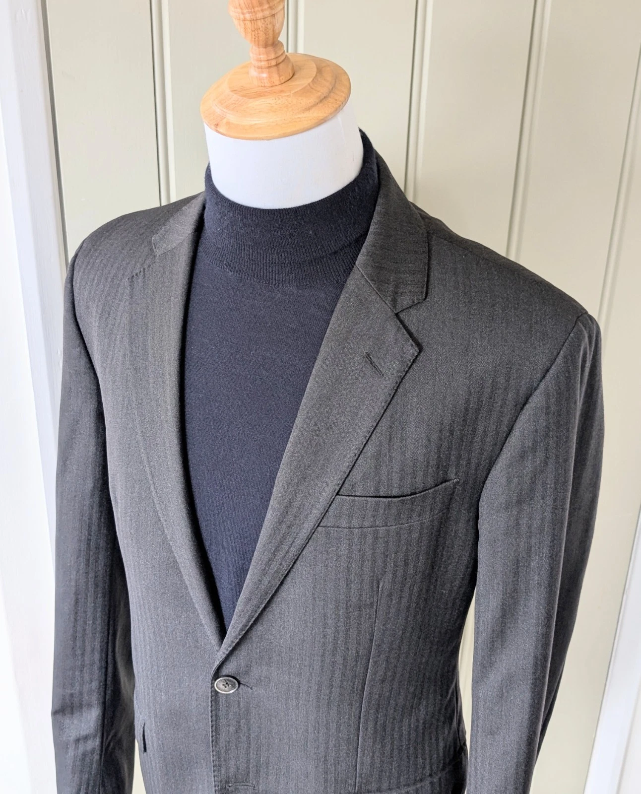Hackett Mayfair Loro Piana Super 120s Grey Wool Herringbone Blazer Jacket 42R