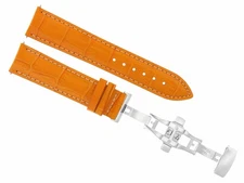 20MM LEATHER WATCH BAND STRAP DEPLOYMENT BUCKLE FOR OMEGA SEAMASTER ORANGE WS