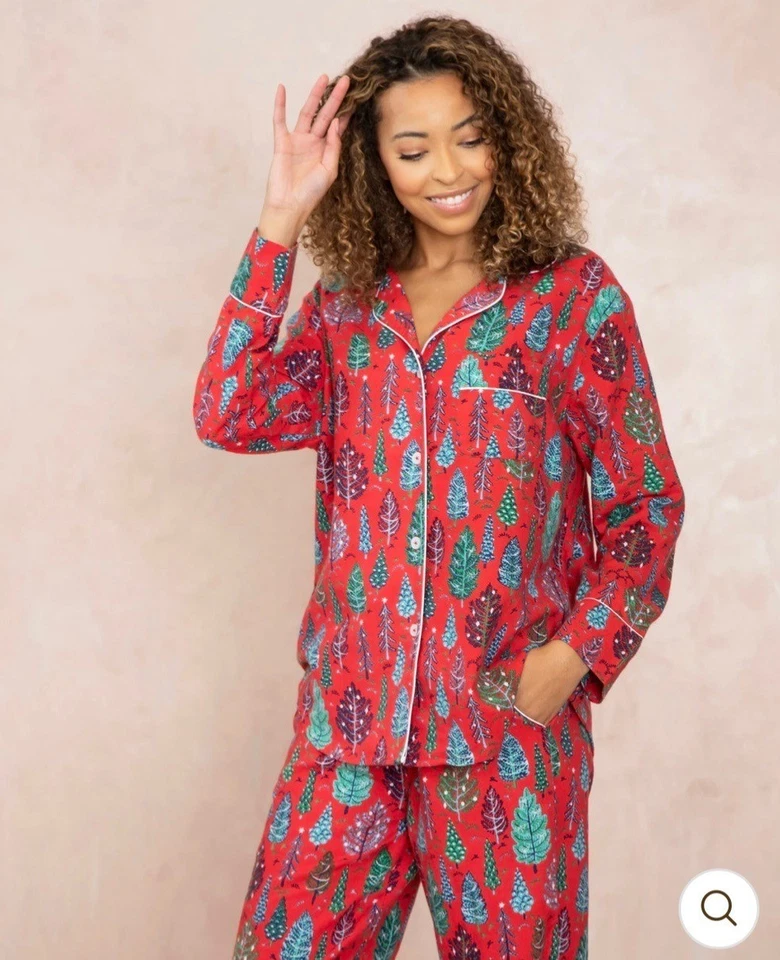 Conjunto de pijama de franela Anthropologie Printfresh para mujer talla XL árboles centelleantes rubí Foto 2 de 4