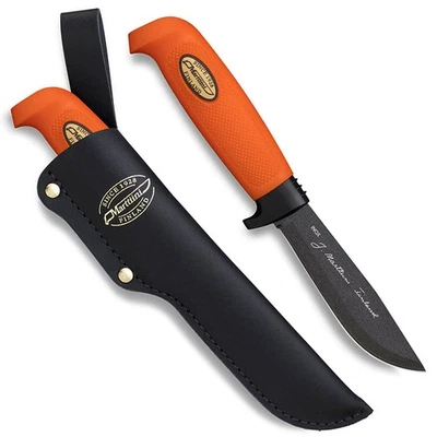 Marttiini Skinner Martef Orange mit 10,8 cm Edelstahlklinge und Lederscheide