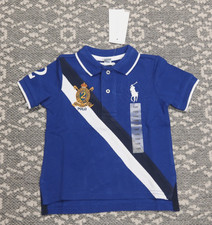 New Ralph Lauren Baby Boy's Big Pony / Polo Crest Polo Shirt - Size 18M - Blue