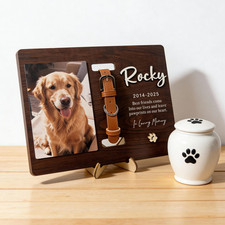 Custom Pet Memorial Plaque Dog Photo Frame Collar Holder Sympathy Gift