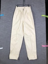 Vintage West Bay Pants Womens 10 White Leather High Rise Tapered Pleated Lined
