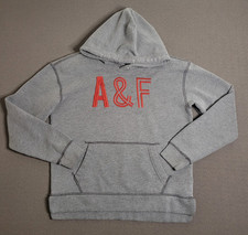 Abercrombie KIDS Hoodie Size 15/16 A F Embroidered Raised Letters Gray Pullover
