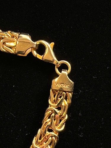 14K Yellow Gold AK Turkey Designer Signed 6.5MM Byzantine Chain Link Bracelet 8" - Picture 7 of 12