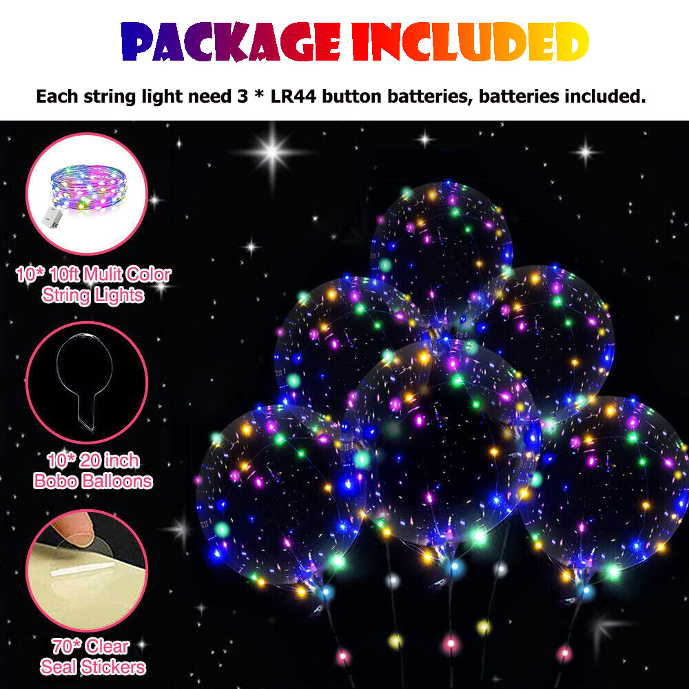Ballons LED Bobo Lumineux - Lot De 10, 20 Ou 30 Pour Fête, Mariage, Noël