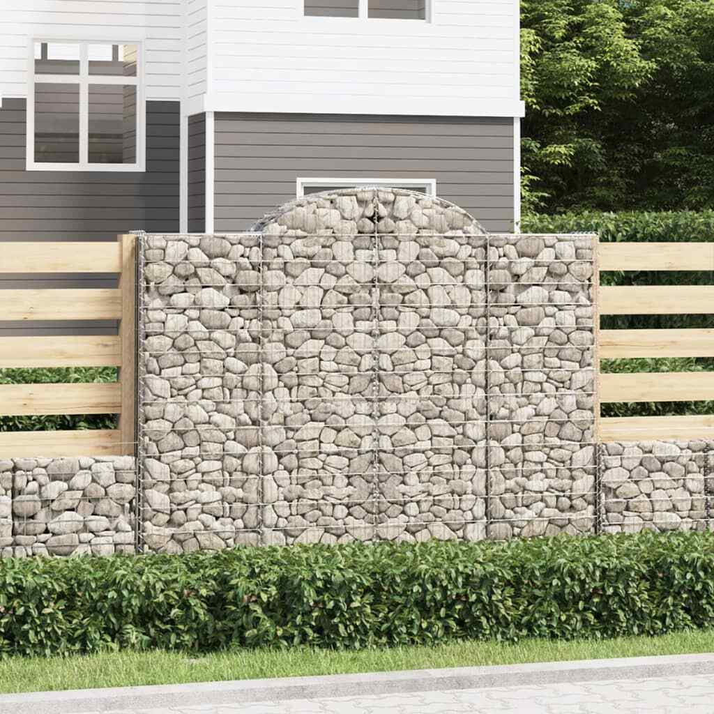 vidaXL Arched Gabion Basket 200x50x160/180 cm Galvanised Iron