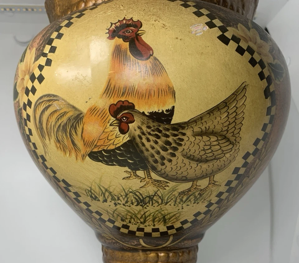 Jarrón floral de otoño de gallo a cuadros de granja de campo decoración del hogar Foto 2 de 4