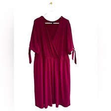 Lane Bryant 2 Pocket Semi Wrap Stretchy Fuschia Dress 22/24