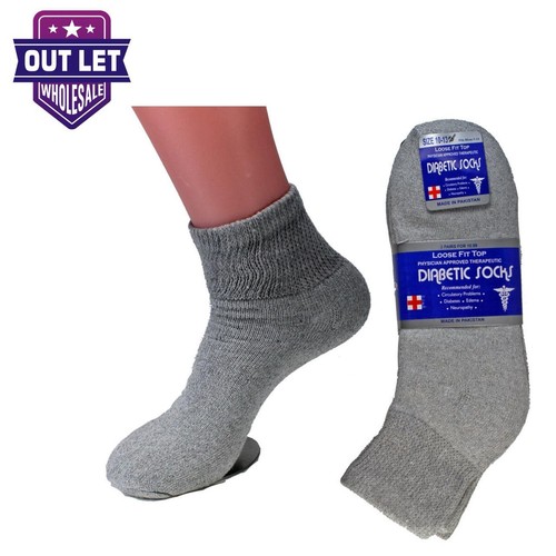 3 Pairs Diabetic Ankle Socks Men & Women Circulatory Health Quarter Socks 9-15 - Picture 3 of 14