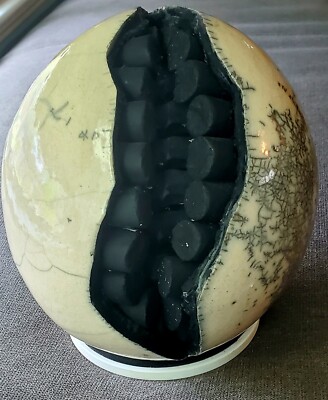 Michael Mick Unique Rare OriginalCeramic 3D Raku Egg Art Sculpture Signed 1994