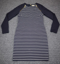Michael Kors Bodycon Long Sleeve Sheath Navy Dress Women's Size 2 Stripes Zip