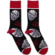 Iron Maiden Eddie Skulls Socks Black New