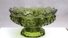 Fenton Candle Bowl  Green Hobnail Pedestal Glass Avacado Colonial Six Light
