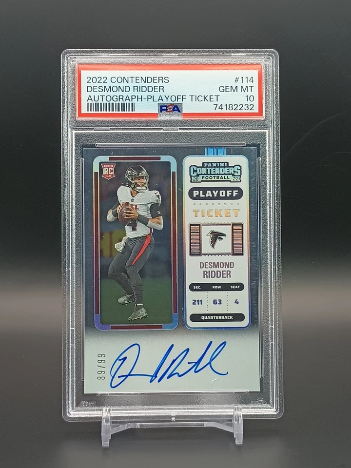 2022 Panini Contenders #114 Desmond Ridder Playoff Ticket Auto /99 PSA 10(POP 3) - Image 3 of 4