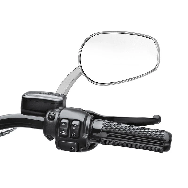 Espejos retrovisores grandes cromados satinados aptos para Harley Street Glide Softail Fatboy Foto 4 de 4