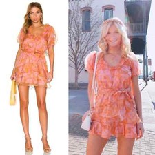 Show Me Your Mumu Jennie Ann Mini Dress Flirty Floral Size Small Pink Orange