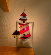 Beautiful Glass Light House wall plug-in Night Light ,home Decor