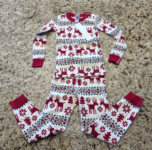 Hanna Andersson Kids Holiday Long John Pajama Set Dear Deer size Kids 5