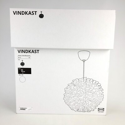 Ikea VINDKAST Decorative Ceiling Pendant Textile Lamp White 20'' New