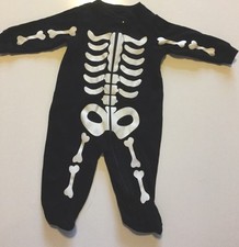 Skeleton Halloween Costume Black White Zippered Baby Sz 3 To 6 Months