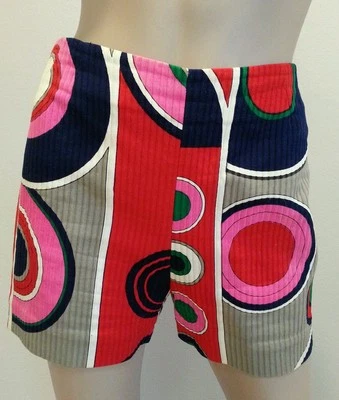 Vintage 60's Taille Haute Mod Hippie Imprimé Géométrique Short 6 - Photo 1/4