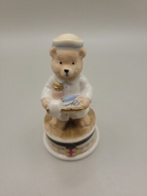 Little Bear Nurse Nurse's Day Hindged Ceramic Trinket Box 
