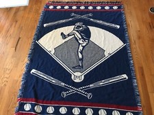 Baseball Pitcher throw blanket Afghan little league ball player New cotton.