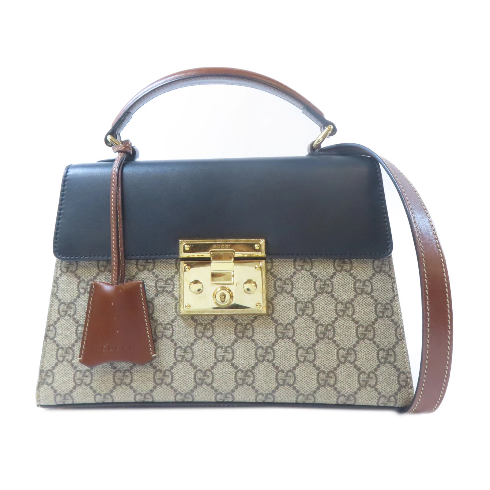 Sac bandoulière GUCCI GG GHW sac 2 voies 453188 toile enduite/cuir marron/noir