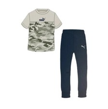 Puma Boy's All Day Comfort 2 Piece Tee and Jogger Set WHITE CAMO  NAVY NWT