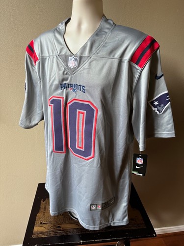 Camiseta Nike NFL New England Patriots Mac Jones #10 bordada nueva con etiquetas (XL) gris - Imagen 1 de 8