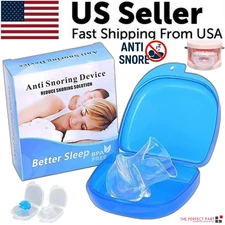 Anti Snoring Sleep Aid Device Silicone Tongue Mouthpiece Snore Stopper With Case