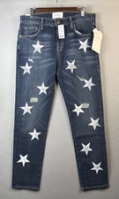 NWT Current Elliott Jeans Womens Size 28 The Fling Loved White Stars Distressed
