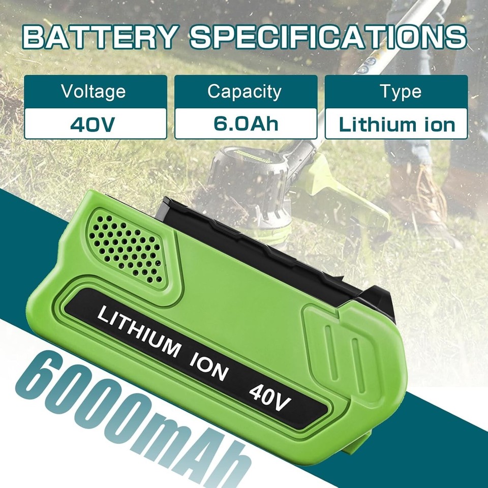 5Ah Li-ion Battery For GreenWorks G-MAX 40V 29282 29302 29462 29472 - Foto 9