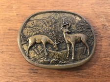 Buck and Doe Deers in the Mountains Metal Belt Buckle