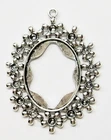 4 of 40x30mm Antique Silver Victorian Beaded Flower Large Floral Pendant Setting