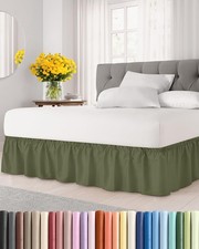 Wrap Around Dust Ruffle Bed Skirt - Sage Green - for King Size Beds with 12 Inch