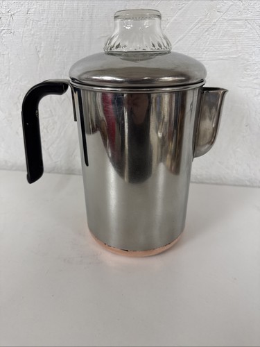Vtg Revere Ware 1801 8 Cup Percolator Coffee Pot Copper Bottom USA COMPLETE