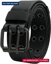 Nylon Web Belts, Double Hole Grommet Canvas Waist Belt for Men Women Punk Hall