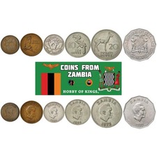 Zambia | 6 Coin Set | 1 2 5 10 20 50 Ngwee | 1968 - 1988