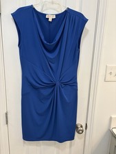 Michael Kors Women's Sleeveless Blue Dress Featuring Gathered Waist